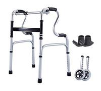 Andador con ruedas Andadores plegables estándar para personas mayores, andador para adultos liviano de altura ajustable de 8 niveles Capacidad de carga: 396 libras, muletas Hola