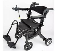 Andador con ruedas asistido por energía eléctrica con asiento, scooter de movilidad plegable y alternativa ligera para silla de ruedas, carrito de batería de litio para ancianos y personas mayores