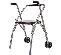 Andador con ruedas bariátrico plegable y ligero con 2 ruedas, andador con ruedas con asiento acolchado, estructura de Zimmer para caminar, altura ajustable