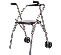 Andador con ruedas bariátrico plegable y ligero con 2 ruedas, andador con ruedas con asiento acolchado, estructura de Zimmer para caminar, altura ajustable