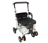 Andador Con Ruedas Bariátrico Resistente Con Asiento Acolchado Grande, Superficie Para Sentarse De 47 Cm De Ancho, Sistema De Freno Doble, Altura Ajustable