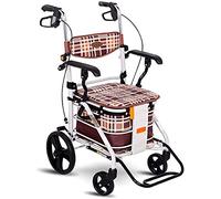 Andador con ruedas Carrito de compras Anciano de acero al carbono comprando verduras con asiento con ruedas Carrito de compras Carrito portátil plegable Andador