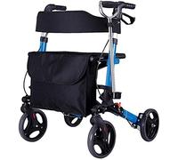 Andador con ruedas, carrito de compras plegable, asiento auxiliar de aluminio de cuatro ruedas con respaldo, cesta de la compra, altura ajustable