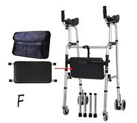 Andador con ruedas con almohadilla de soporte para apoyabrazos/Aluminio liviano plegable - Altura ajustable - Estructura para inodoro, apoyabrazos para inodoro - Auxiliar para personas mayores （Cuatr