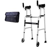 Andador con ruedas con almohadilla de soporte para reposabrazos/Aluminio liviano plegable - Altura ajustable - Auxiliar para personas mayores discapacitadas - Entrenamiento de rehabilitación de miemb