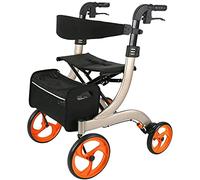 Andador con ruedas con asiento,Sistema de frenado Asas y respaldo cómodos,Carrito de compras plegable para personas mayores,Ayuda para la movilidad