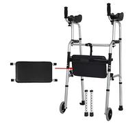 Andador con ruedas con asiento y ruedas, altura ajustable, andador con ruedas plegable, andador vertical de pie para adultos mayores (color: con 4 ruedas) Hola
