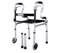 Andador con ruedas de 2 ruedas con soporte frontal plegable, ajustable, liviano, portátil, compacto, para personas mayores discapacitadas, ayuda médica para caminar, botón de cierre, doble comodidad