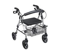 Andador con ruedas de altura ajustable para personas mayores con asiento y ruedas de 8 pulgadas Andador con ruedas plegable para trabajo pesado con respaldo