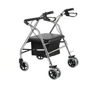 Andador con ruedas de aluminio con ruedas y asiento ancho para personas mayores, ligero, fácil de plegar, ayuda a la movilidad con ruedas, soporta hasta 551 libras