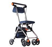 Andador con ruedas de cuatro ruedas con frenos de cable Ruedas giratorias Asiento y respaldo acolchados Marco de aluminio plegable liviano Frenos bloqueables Ayuda para caminar (B) (B)