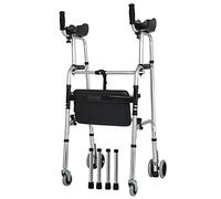 Andador con Ruedas Ligero con Asiento para Persona Alta, Andador Vertical con Reposabrazos y Ruedas, Andador con Ruedas de Aluminio Plegable para Personas Mayores, Carga 100kg/220lbs (Size : 4 Wheels)