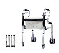 Andador con ruedas Ligero, de cuatro ruedas, portátil, estándar, de doble uso, andador, bastón plegable de altura ajustable, bastón para anciano, cuatro pies, doble comodidad