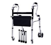 Andador con ruedas liviano, con asiento y ruedas, asistente de escalón de altura ajustable plegable, andador vertical para personas mayores, para exteriores, interiores, todo terreno (tamaño: 2 rueda