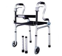 Andador con ruedas liviano, con asiento y ruedas, asistente de escalón de altura ajustable plegable, andador vertical para personas mayores, para exteriores, interiores, todo terreno (tamaño: 2 rueda