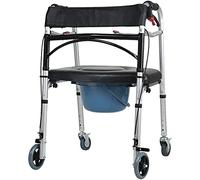 Andador con ruedas para adultos con silla cómoda, andador portátil de altura ajustable con asiento de inodoro acolchado para discapacitados y personas mayores que anhelan