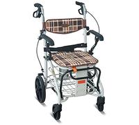Andador con ruedas para ancianos, carrito de la compra plegable de aluminio, altura ajustable, ayuda para compartir