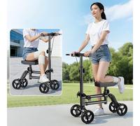 Andador con Ruedas para Fracturas, Caminador Monopodal de Altura Ajustable en Varios Niveles, Ayuda Móvil Plegable de Acero al Carbono para Recuperación en Casa, Desplazamientos Cortos
