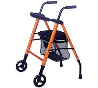 Andador con ruedas para personas mayores, andador con andador de movilidad plegable, carrito de compras multifunción con ruedas, carrito sentado de cuatro pies, andador ajustable (negro) (azul)