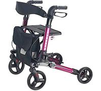 Andador con ruedas para personas mayores, andador con ruedas portátil para personas mayores con asiento, ayudas para caminar plegables de aleación de aluminio, 4 ruedas de altura ajustable