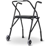 Andador con ruedas para personas mayores con 2 ruedas, asiento de asistencia con escalón plegable, ligero, de altura ajustable, para casa en el exterior, todo terreno