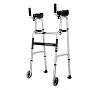 Andador con ruedas para personas mayores, con almohadilla de soporte para apoyabrazos, ruedas y asiento, deslizadores verticales plegables para adultos, altura ajustable (color: sin asiento) Hola
