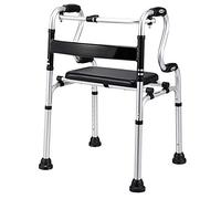 Andador con ruedas para personas mayores con asiento y almohadilla antideslizante grande, andador con ruedas portátil plegable para adultos/discapacitados, carga 180 kg / 400 lb (estilo: con asiento)