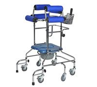 Andador con ruedas para personas mayores con silla con inodoro, 6 ruedas, andador de aluminio, ayuda para la movilidad para entrenamiento de rehabilitación de extremidades inferiores