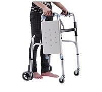 Andador con ruedas para personas mayores, plegable, ajustable en altura, con cojín de asiento extraíble, para interiores, con alfombra, el doble de comodidad
