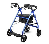 Andador con Ruedas Plegable Andador con Ruedas con Asiento y Bolsa de Almacenamiento, Frenos con Bloqueo, Silla de Transporte para Silla de Ruedas para Personas Mayores - Altura Ajustable - Carrito d