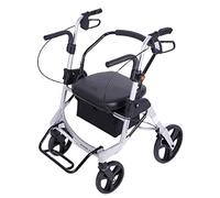 Andador con ruedas plegable Andador con ruedas con cojín de asiento, andadores con ruedas plegables, altura de mango ajustable, marco liviano y duradero, soporta hasta 220 libras