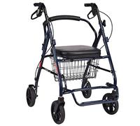 Andador Con Ruedas Plegable, Andador Para Caminar, Carro De Compras Para Personas Mayores, Con Respaldo Y Pedal, Equipado Con Freno De Dos Manos Y Cesta De La Compra Con Carga De 100 Kg