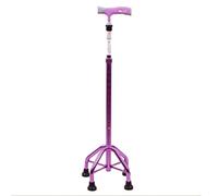 Andador con Ruedas Plegable, bastón, bastón para Personas Mayores, Antideslizante, bastón de Cuatro pies, Andador telescópico de Altura Ajustable, Mango Largo, muleta de aleación de Aluminio, Rosa B,
