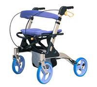 Andador con ruedas plegable de 4 ruedas Simple Idea con asiento y amplificador; Asa de bolsa de almacenamiento y ayuda de movilidad ajustable en altura del asiento para adultos, personas mayores, anc