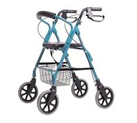 Andador con ruedas plegable de aluminio con 4 ruedas y altura del asiento Ayuda para caminar con movilidad ajustable con cesta para personas mayores y adultos