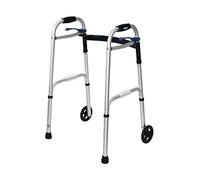 Andador con ruedas plegable ligero con 2 ruedas grandes, andador vertical portátil de altura ajustable para personas mayores y adultos