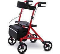 Andador con Ruedas Plegable Ligero con Asiento, Freno De Seguridad, Ayudas para La Movilidad del Andador Vertical De 4 Ruedas con Bolsa De Almacenamiento Extraíble para Ancianos, Adultos Mayores