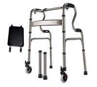Andador con Ruedas Plegable Ligero con Ruedas, Ayuda para Caminar de Aluminio para Personas Mayores/discapacitadas, Andador con Ruedas portátil de Altura Ajustable (Color : Leather Seat) Decoration