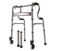 Andador con Ruedas Plegable Ligero con Ruedas, Ayuda para Caminar de Aluminio para Personas Mayores/discapacitadas, Andador con Ruedas portátil de Altura Ajustable (Color : Sin Asiento) Decoration