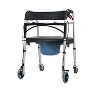 Andador con ruedas plegable ligero con ruedas y asiento de inodoro acolchado Andador con ruedas duradero de altura ajustable para personas mayores