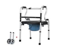 Andador con Ruedas Plegable NIVOK con Asiento y Ruedas Delanteras, Silla de Transporte para Ducha, Silla cómoda para Inodoro para discapacitados y Personas Mayores Interesting