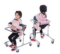 Andador con ruedas plegable para niños - Andador para parálisis cerebral - Estructura de soporte con asiento Dispositivo de rehabilitación de ruedas Altura ajustable y andador de polea liviano