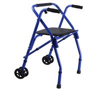 Andador con ruedas plegable para personas mayores, con asiento y 2 ruedas, asistente de paso para adultos de aluminio liviano, andador vertical con soporte de altura ajustable Hola