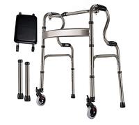 Andador con ruedas plegable para trabajo pesado con asiento y ruedas, andadores con ruedas portátiles de altura ajustable, andador liviano para personas mayores/discapacitadas, carga 180 kg / 398 lb