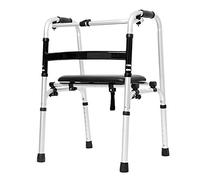 Andador con ruedas plegable y ligero, con 2 ruedas, asiento y bolsa, andador vertical de aluminio para personas mayores, altura ajustable para ancianos, carga de 180 kg (con Wh confiable)