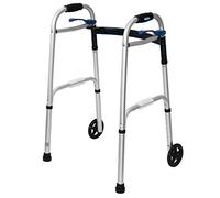 Andador con ruedas plegable y liviano con 2 ruedas grandes, andador vertical para personas mayores de altura ajustable, asistente de escalón, para exterior/interior/alfombra (tamaño: sin ruedas) Hola