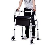 Andador Con Ruedas Portátil Con 2 Ruedas Y Asiento, Deslizadores Plegables Para Trabajo Pesado, Asistente De Escalón De Altura Ajustable Estrecho Para Ruedas Para Personas Mayores