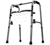 Andador con ruedas Silla de ducha plegable, geriátrica de servicio pesado - Marco para caminar de ayuda para la movilidad de altura ajustable, muleta de acero con asiento acolchado small gift