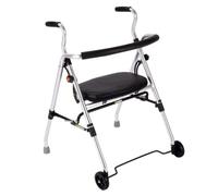 Andador con ruedas vertical plegable para personas mayores con asiento de cuero y ruedas antideslizantes, ayudas para caminar a prueba de caídas, soporta 330 libras