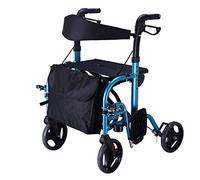 Andador con ruedas y asiento ajustable, andador con asiento, respaldo y bolsa de sillín (aleación de aluminio) Star of Light